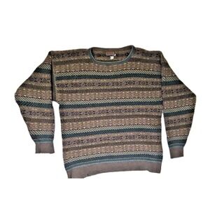 Vtg 80s 90s Joseph Abboud Wool Made in Scotland Knit Sweater Fair Isle Mens XL